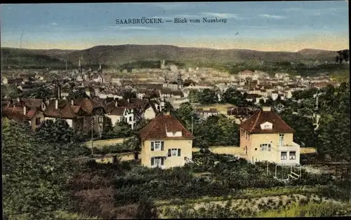 Ak Saarbrücken im Saarland, Blick auf Stadt vom Nussberg
