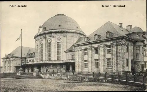 Ak Deutz Köln am Rhein, Neuer Bahnhof, Außenansicht