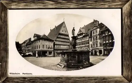 Passepartout Ak Hildesheim in Niedersachsen, Marktplatz, Brunnen