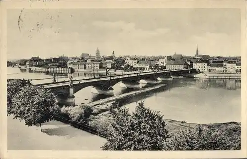 Ak Frankfurt an der Oder, Panorama, Brücke, Kirchturm