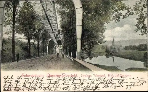 Ak Barmen Wuppertal, Schwebebahn, Sonnborn, Vohwinkel, Blick auf Sonnborn, Gewässer