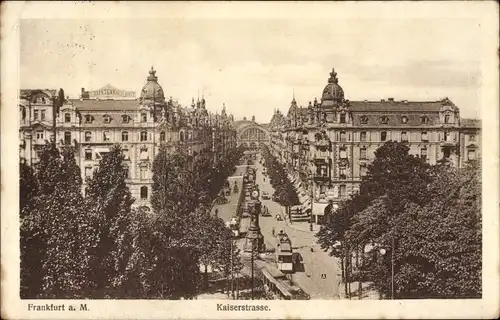 Ak Frankfurt am Main, Kaiserstraße, Straßenbahn, Passanten
