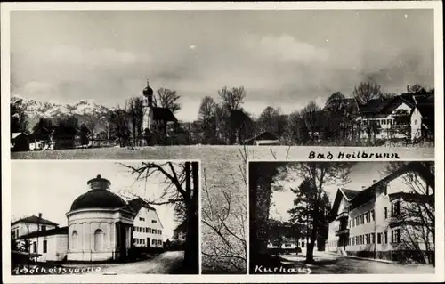 Foto Ak Bad Heilbrunn in Oberbayern, Panorama, Adelheidsquelle, Kurhaus