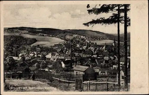 Ak Zschopau im Erzgebirge Sachsen, Blick auf Ortschaft mit Raßmussen Siedlung