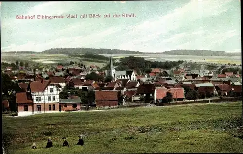 Ak Elbingerode Oberharz am Brocken, Bahnhof West mit Blick auf die Stadt