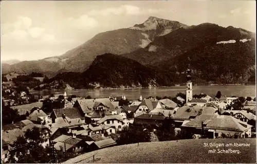 Ak Sankt Gilgen in Salzburg, Abersee mit Schafberg