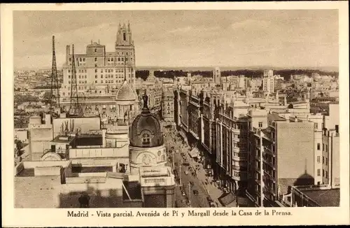 Ak Madrid Spanien, Avenida de Pi y Margall desde la Casa de la Prensa
