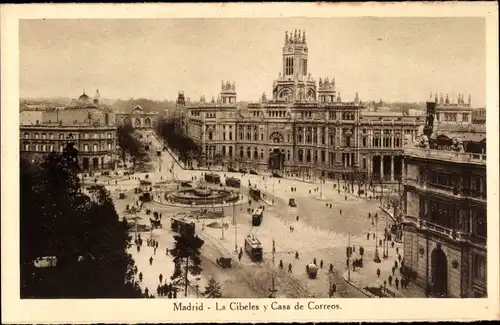 Ak Madrid Spanien, La Cibeles y Casa de Correos