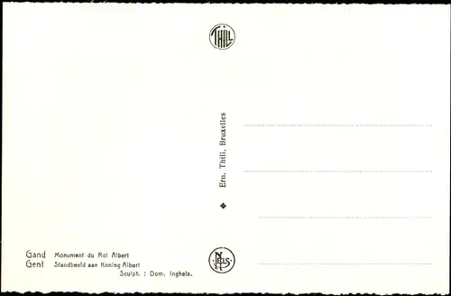 Ak Gand Gent Ostflandern, Monument du Roi Albert