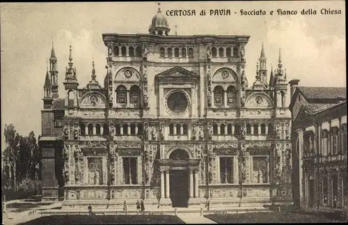 Ak Pavia Lombardia, Facciata e Fianco della Chiesa