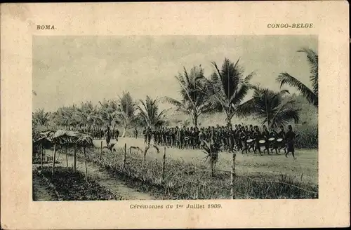 Ak Boma Congo Belge DR Kongo Zaire, Ceremonies du 1er Juillet 1909