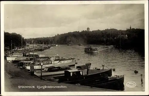 Ak Stockholm Schweden, Djurgårdsbrunnsviken, Boote