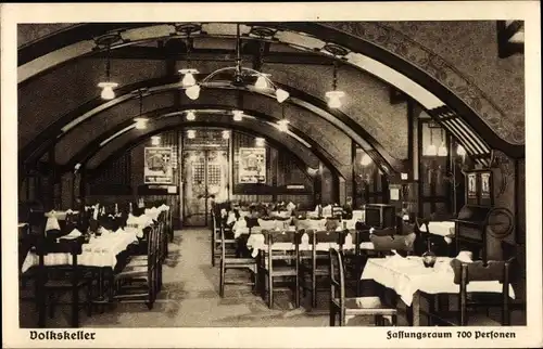 Ak Wien 1, Blick in den Volkskeller mit Tischen