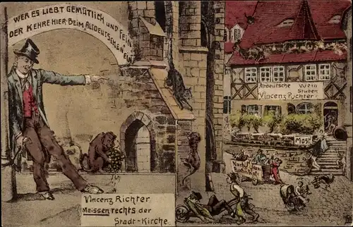 Litho Meißen an der Elbe, Vincenz Richter