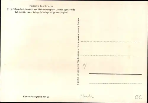 Ak Ollsen Hanstedt Niedersachsen, Pension Inselmann