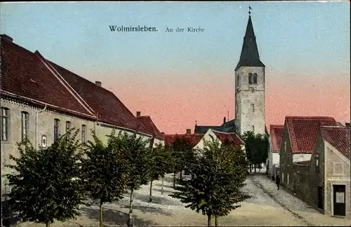 Ak Wolmirsleben Salzlandkreis, An der Kirche