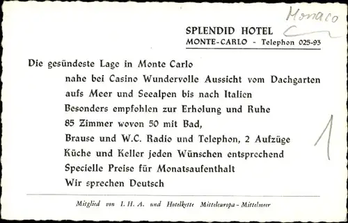 Ak Monte Carlo Monaco, Splendid Hotel