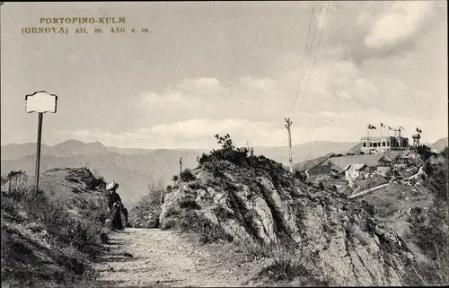 Ak Ruta Camogli Liguria, Portofino Kulm, Panorama, Weg
