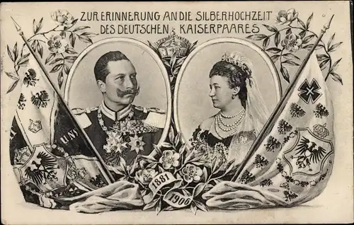 Ak Silberhochzeig des deutschen Kaiserpaares, Kaiser Wilhelm II. und Kaiserin Auguste Viktoria
