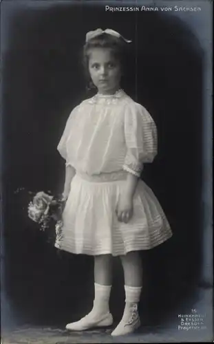 Ak Prinzessin Anna von Sachsen mit Blumenstrauß