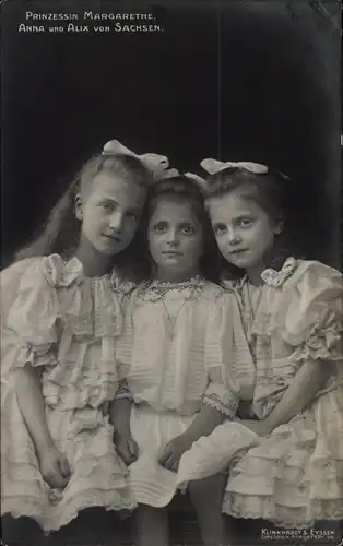 Ak Prinzessinnen Margarethe, Anna und Alix von Sachsen, Portrait