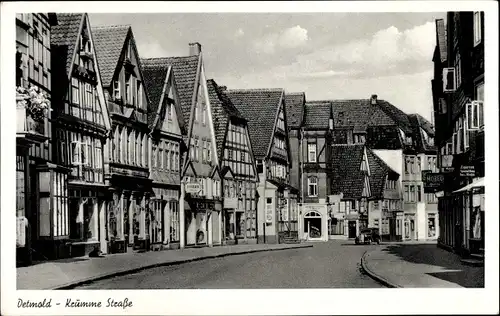 Ak Detmold, Partie der Krumme Straße, Fachwerkhäuser