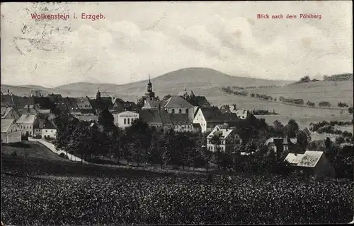 Ak Wolkenstein Erzgebirge, Blick nach dem Pöhlberg