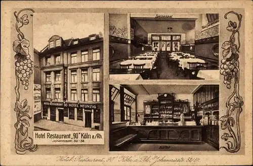 Ak Köln am Rhein, Hotel-Restaurant 90, Speisesaal