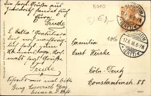 Ak Zieverich Bergheim an der Erft, Burg Zieverich