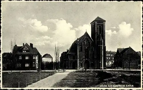 Ak Höhenberg Kalk Köln am Rhein, Teilansicht mit Kirche
