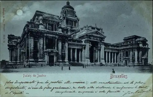 Mondschein Ak Bruxelles Brüssel, Palais de Justice