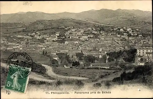 Ak Philippeville Skikda Algerien, Panorama pris de Skikda