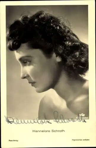 Ak Schauspielerin Hannelore Schroth, Portrait, Tobis Film, Ross A 2857 1