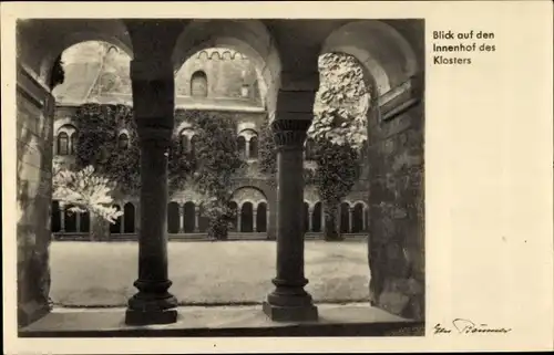 Ak Magdeburg an der Elbe, Kloster Unserer Lieben Frauen, Blick auf den Innenhof durch Rundbögen