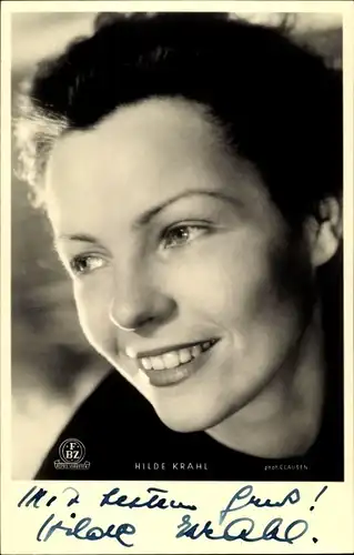 Ak Schauspielerin Hilde Krahl, Portrait, Autogramm, FBZ Verlag