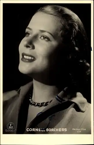 Ak Schauspielerin Cornell Borchers, Portrait, Merkur Film, Autogramm, FBZ Verlag