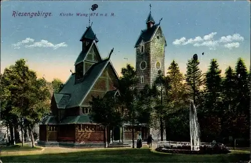 Ak Karpacz Górny Brückenberg Krummhübel Riesengebirge Schlesien, Kirche Wang