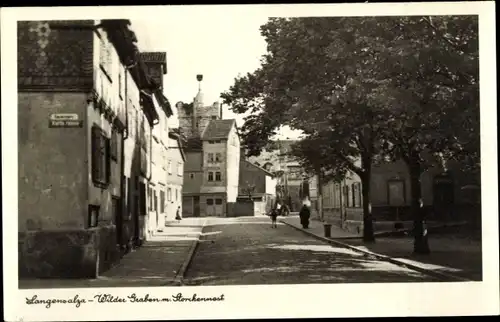 Ak Bad Langensalza in Thüringen, Schwefelbad, Wilder Graben mit Storchennest