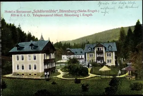 Ak Bärenburg Altenberg Erzgebirge, Restaurant Schäfermühle