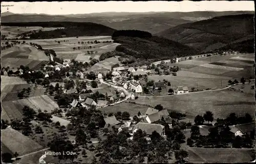 Ak Mülben Waldbrunn im Odenwald, Gesamtansicht, Gasthof Drei Lilien