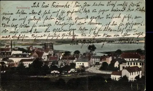 Ak Schleswig an der Schlei, Panorama mit Gewässer
