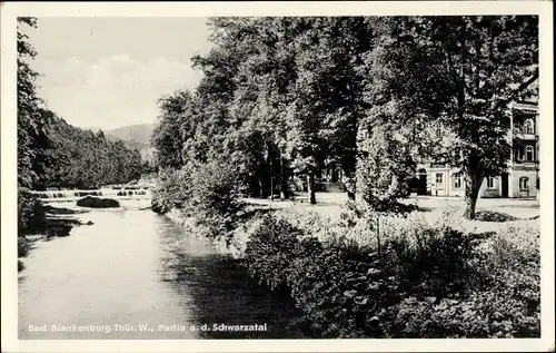 Ak Bad Blankenburg in Thüringen, Partie a.d. Schwarzatal, Brücke