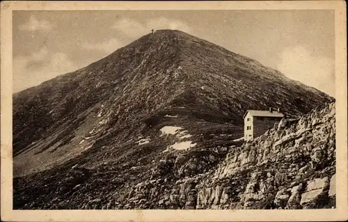 Ak Krün in Oberbayern, Krottenkopfhütte, Panorama, Berge