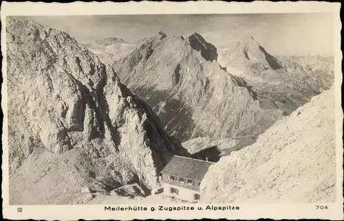 Ak Garmisch Partenkirchen in Oberbayern, Meilerhütte, Zugspitze und Alpspitze, Panorama