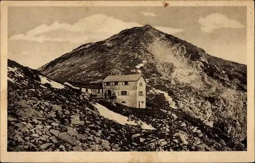 Ak Krün Oberbayern, Krottenkopfhütte, Risskopf, Panorama
