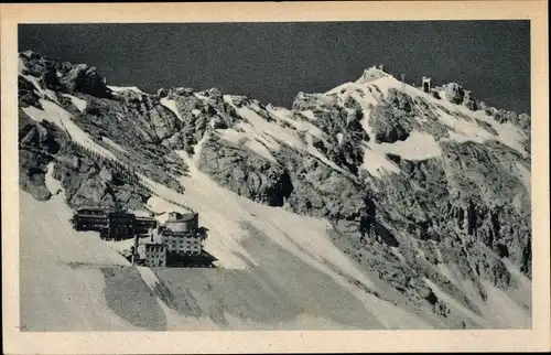 Ak Schneefernerhaus auf der Zugspitze, Bayrische Zugspitzbahn, Zugspitzgipel 2966 m