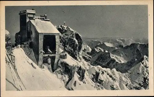 Ak Schneefernerhaus auf der Zugspitze, Bayerische Zugspitzbahn, Bergstation am Zugspitzgipfel