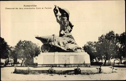 Ak Menzel Bourguiba Ferryville Tunesien, Monument des deux sous-marins Lutin et Farfadet