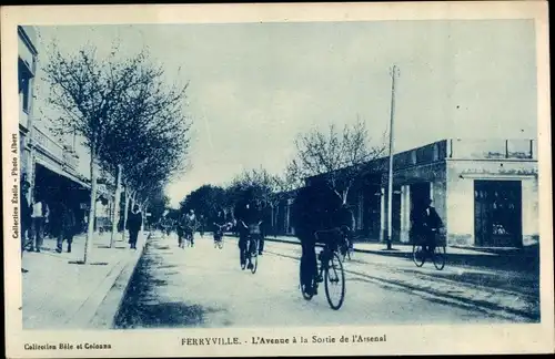 Ak Menzel Bourguiba Ferryville Tunesien, L'Avenue a la Sortie de l'Arsenal