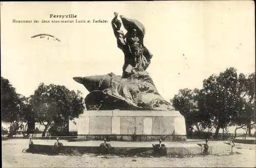 Ak Menzel Bourguiba Ferryville Tunesien, Monument des deux sous-marins Lutin et Farfadet